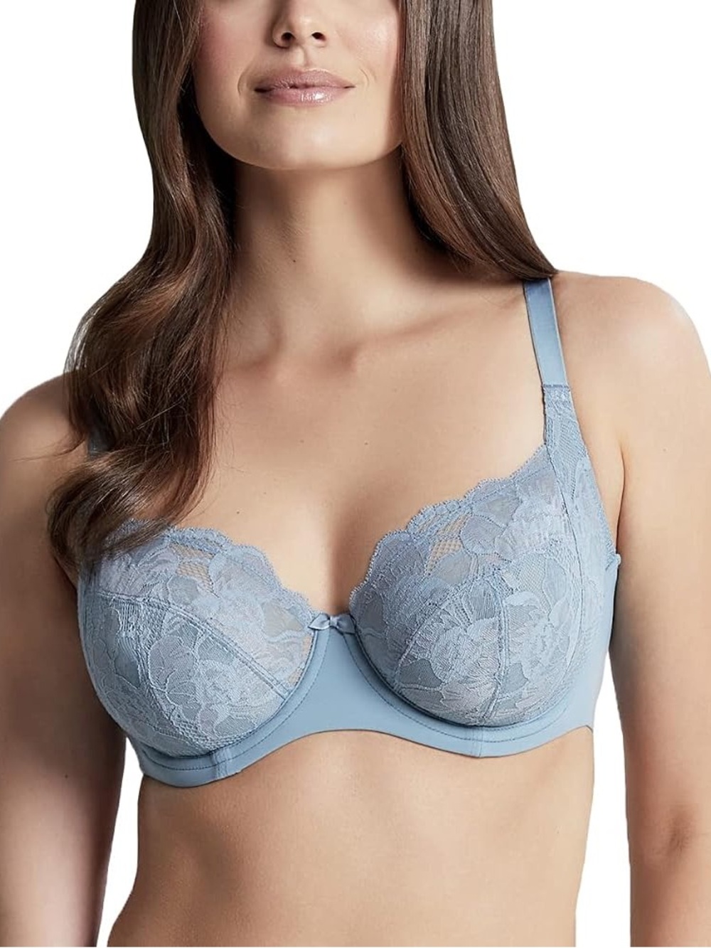 Panache Roche Blue Lace Unpadded Unlined Underwire Balconette Bra size 34G